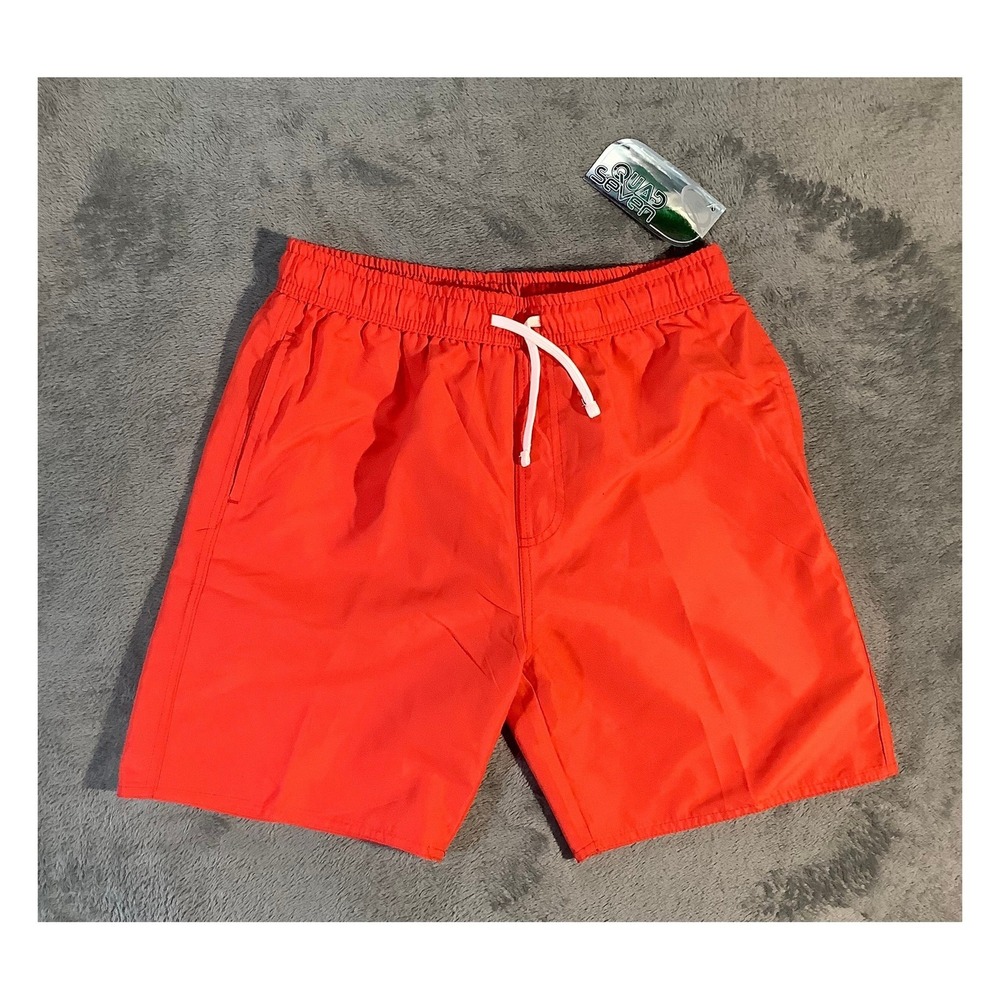 Quad‎ Seven Boys Swim Trunks Size 16/18 Orange Mesh Lined Beach Shorts NWT